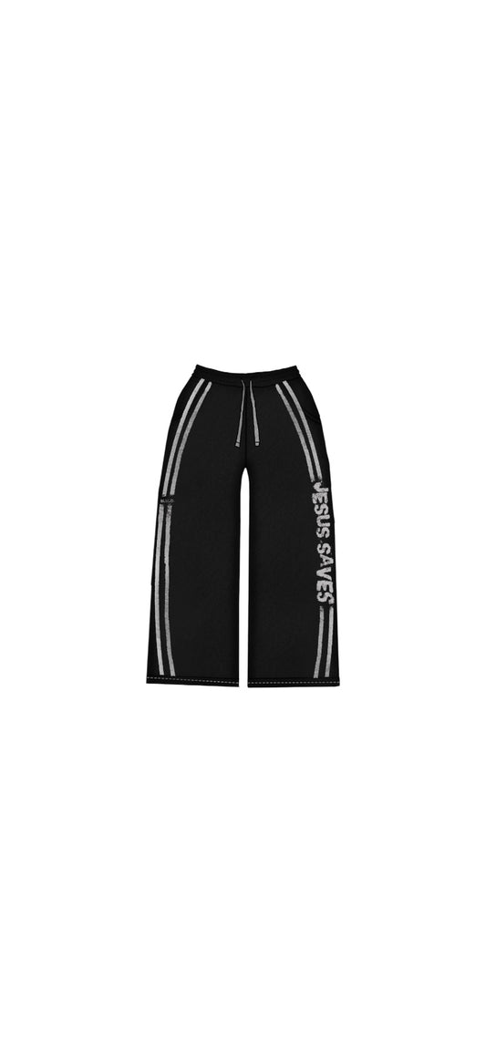 *Jesus Saves* Baggy Open-hem Sweat Pants
