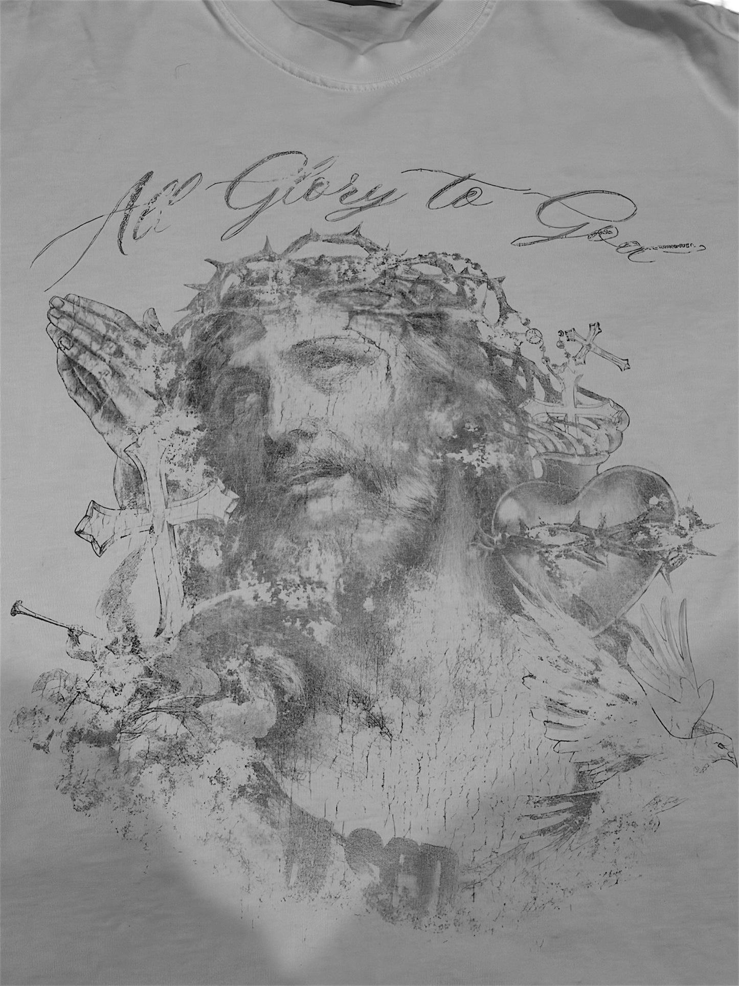 *Toda la gloria a Dios* Camiseta de corte cuadrado de gran tamaño