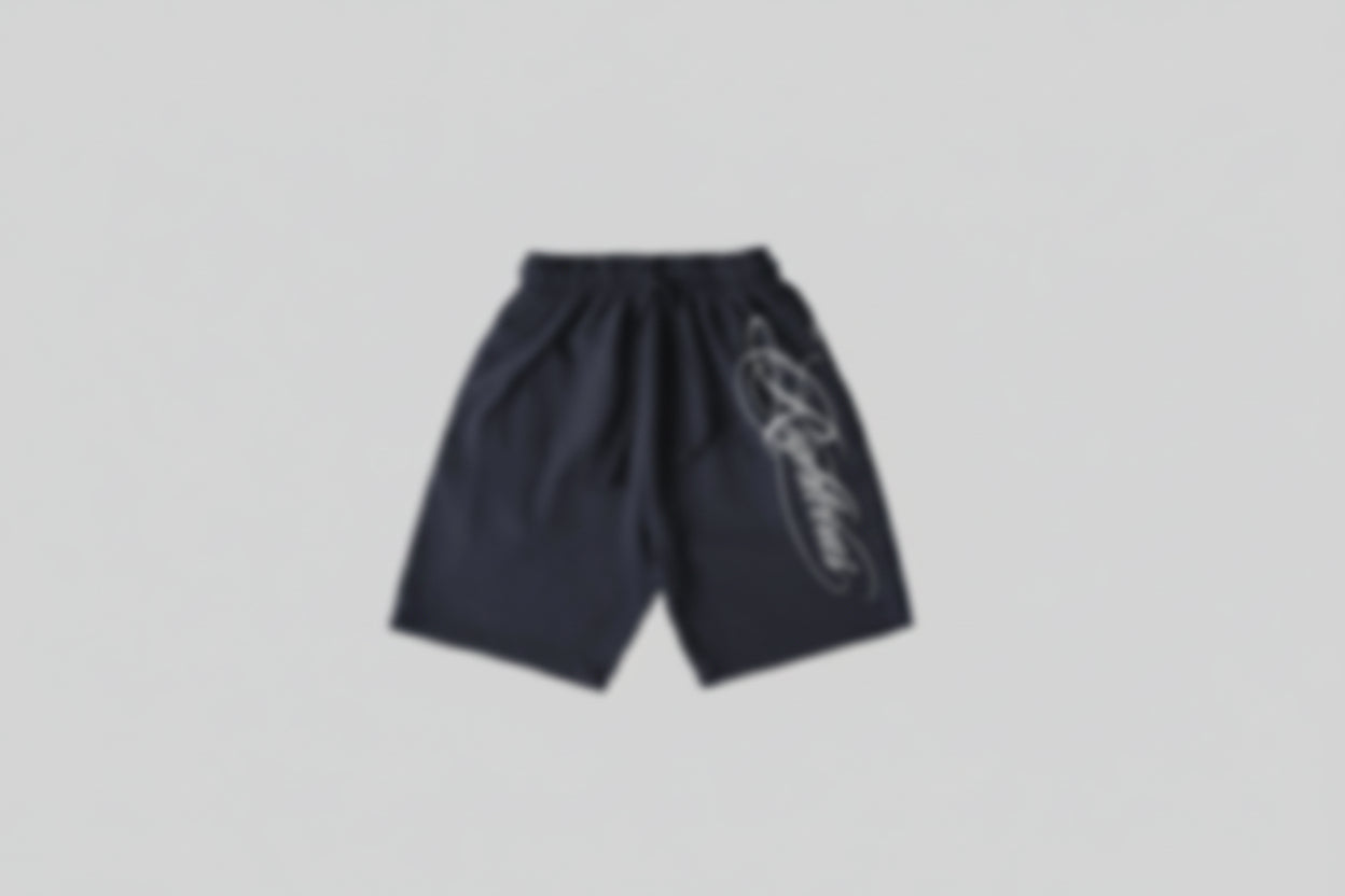 *Righteous*  Navy Baggy Cotton Shorts